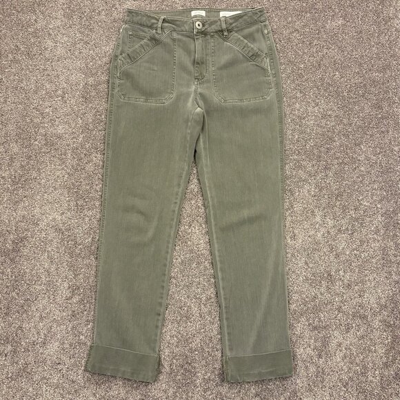 J. Jill Women's Ankle Jeans Size 4 Green High Rise Straight Leg Cuffed Denim EUC - Picture 2 of 16